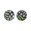Tomfoolery Painted Pattern Studs Lilac, Green & White Fashion