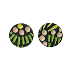 Tomfoolery Painted Pattern Studs Pink, Green & Yellow Outlet