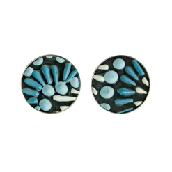 Tomfoolery Painted Pattern Studs White & Blue Fashion