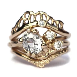 Tomfoolery Pale Blue Sapphire Coral Cluster Ring Fashion