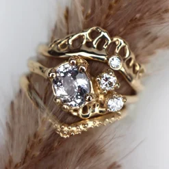 Tomfoolery Pale Blue Sapphire Coral Cluster Ring Fashion