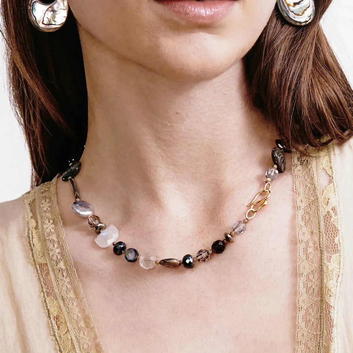 Tomfoolery Pandora Beaded Necklace Natural Mix Outlet