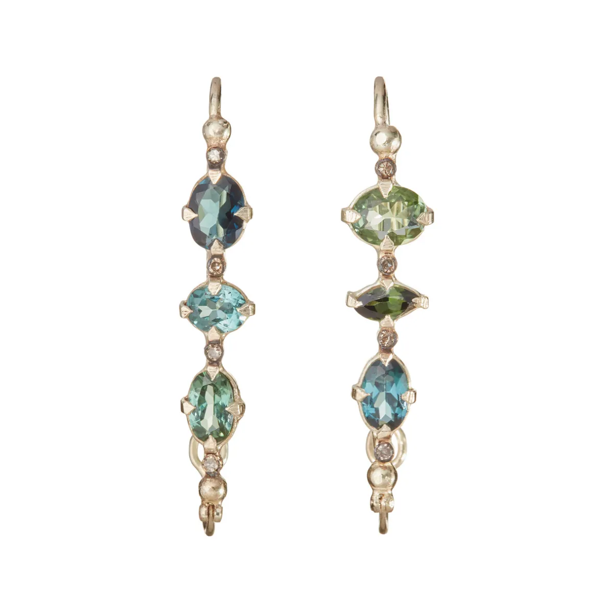 Tomfoolery Paola 14ct Yellow Gold & Tourmaline Drop Earrings Discount