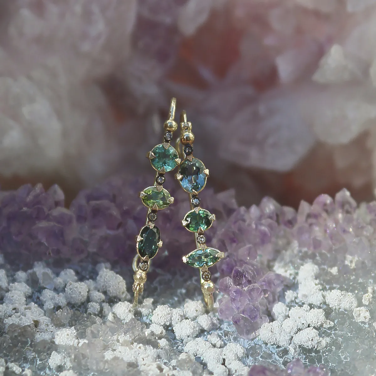 Tomfoolery Paola 14ct Yellow Gold & Tourmaline Drop Earrings Discount