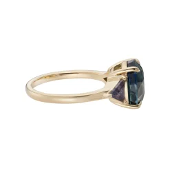 Tomfoolery Past, Present, Future TRIO Teal Sapphire & Diamond Ring Sale