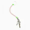 Tomfoolery Pastel Rose & Neon Green Perlen Short Wooden Beaded iPhone & Keychain Discount