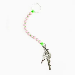 Tomfoolery Pastel Rose & Neon Green Perlen Short Wooden Beaded iPhone & Keychain Discount