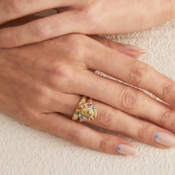 Tomfoolery Pastel Yellow Kaleidoscope Halo Ring Sale