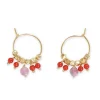 Tomfoolery Pastiglia Mini Red Coral & Pink Tourmaline Hoop Earrings Discount