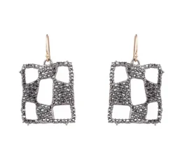 Tomfoolery Pave Checkerboard Wire Earrings Hot