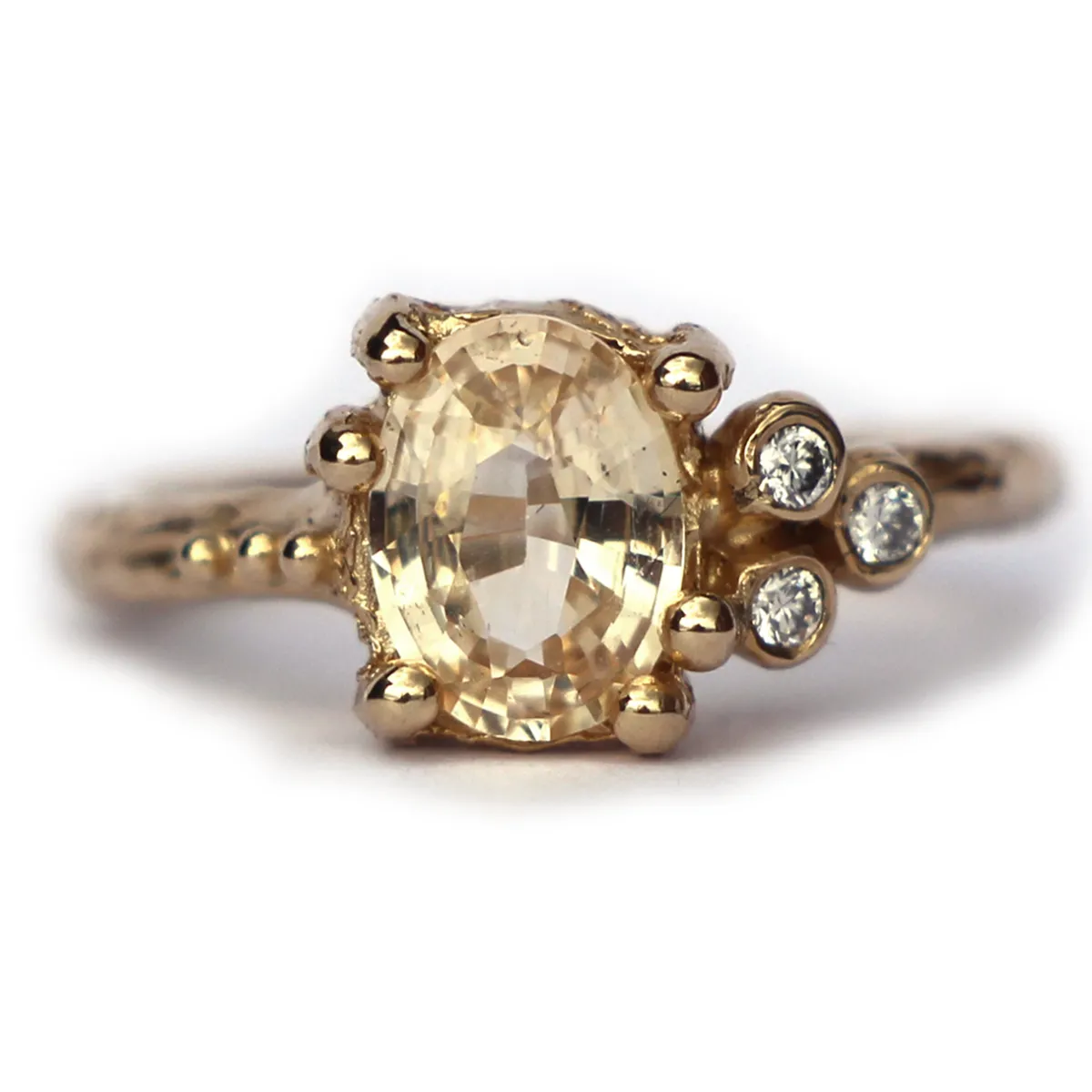 Tomfoolery Peach Sapphire Sunset Cluster Ring Sale