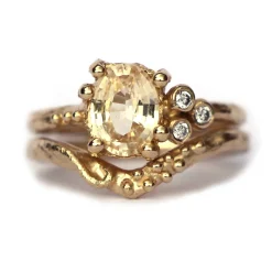 Tomfoolery Peach Sapphire Sunset Cluster Ring Sale