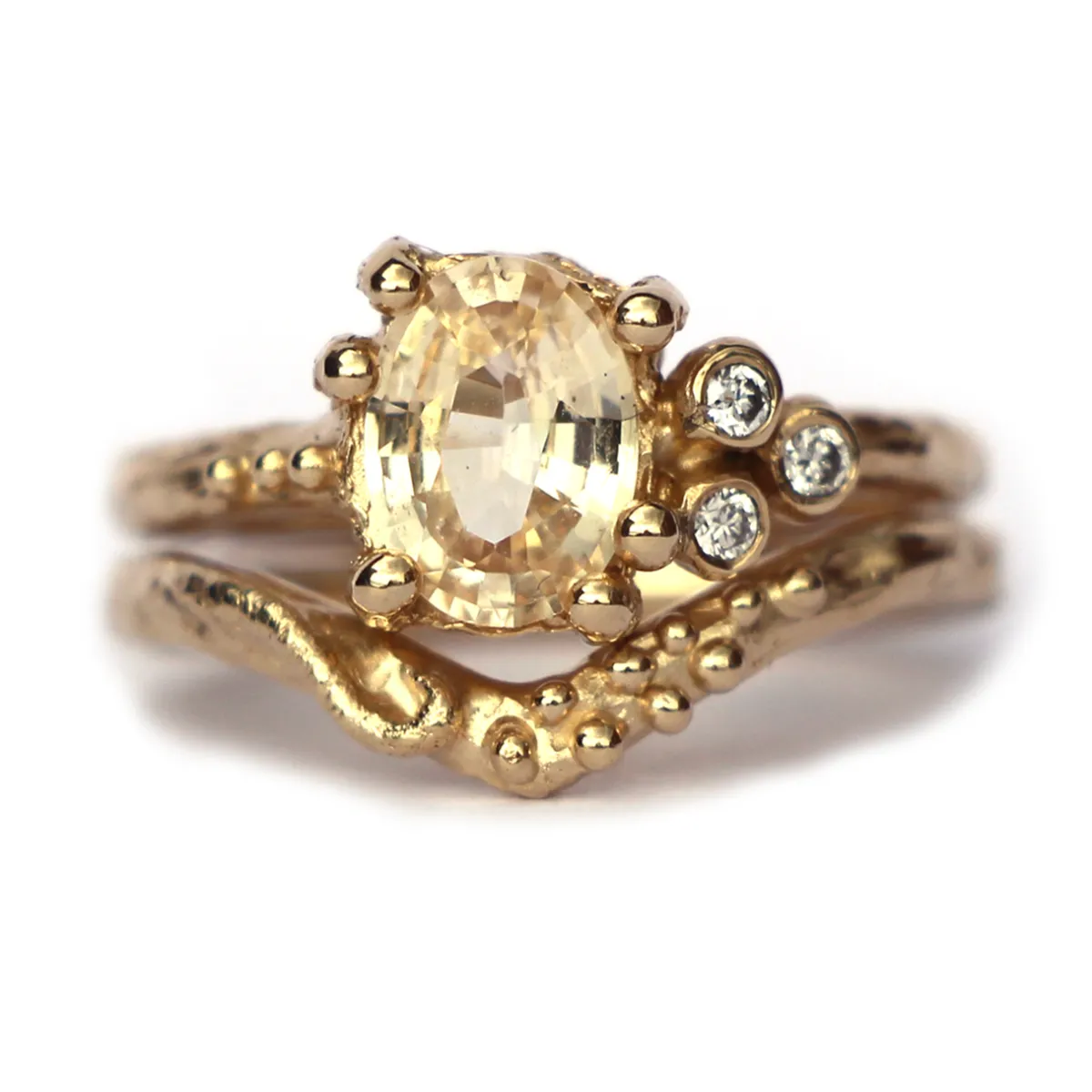 Tomfoolery Peach Sapphire Sunset Cluster Ring Sale