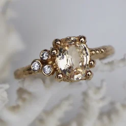 Tomfoolery Peach Sapphire Sunset Cluster Ring Sale