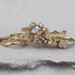 Tomfoolery Peach Sapphire Sunset Cluster Ring Sale