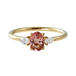 Tomfoolery Peach Tourmaline and White Diamond Ring Online