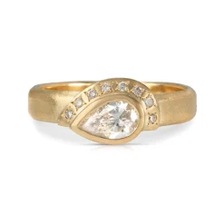 Tomfoolery Pear Diamond Half Halo Ring Fashion