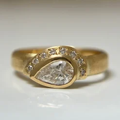 Tomfoolery Pear Diamond Half Halo Ring Fashion