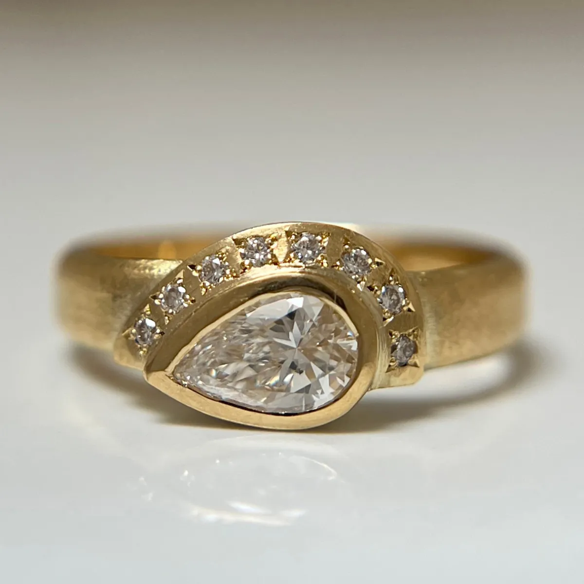 Tomfoolery Pear Diamond Half Halo Ring Fashion