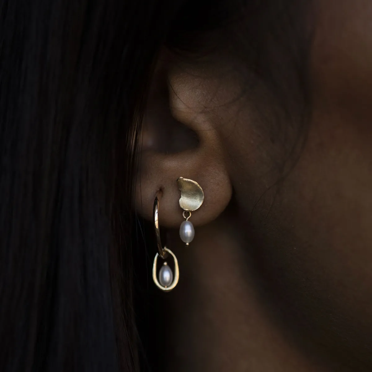 Tomfoolery Pearl Droplet Hoops Clearance