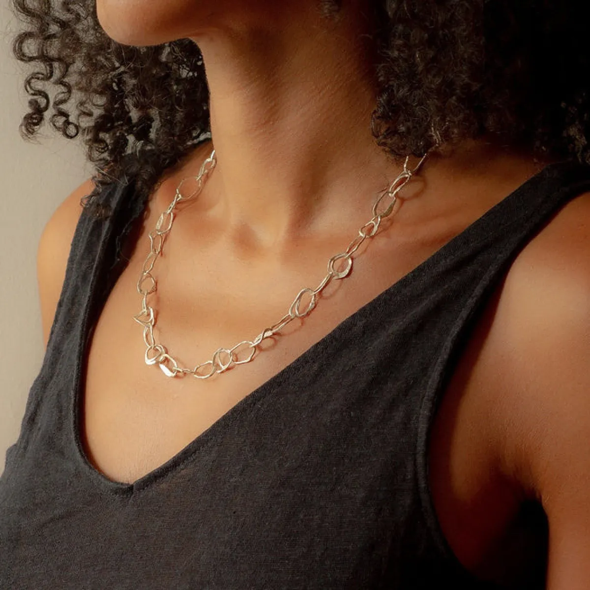 Tomfoolery Pebble Drawing Necklace Silver Hot