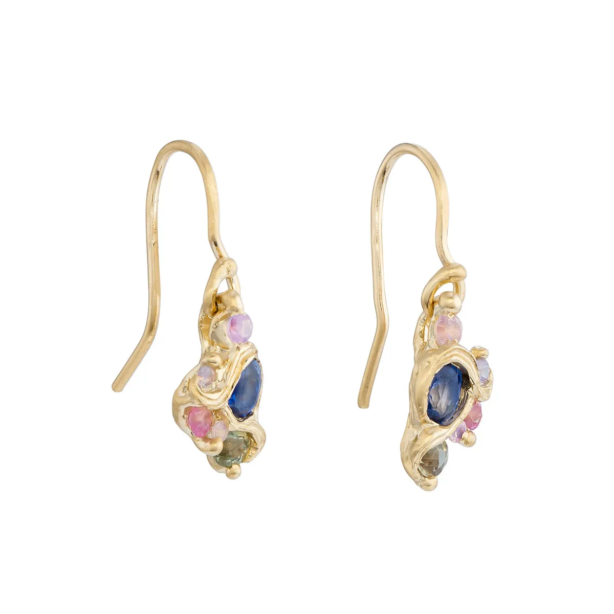 Tomfoolery Persephone Sapphire Cluster Drop Earrings New