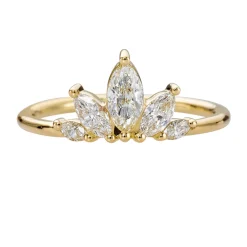 Tomfoolery Petal Wedding Band with Marquise Cut Diamonds Online