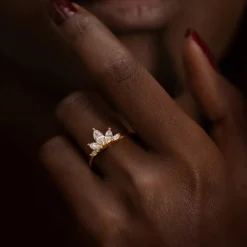 Tomfoolery Petal Wedding Band with Marquise Cut Diamonds Online