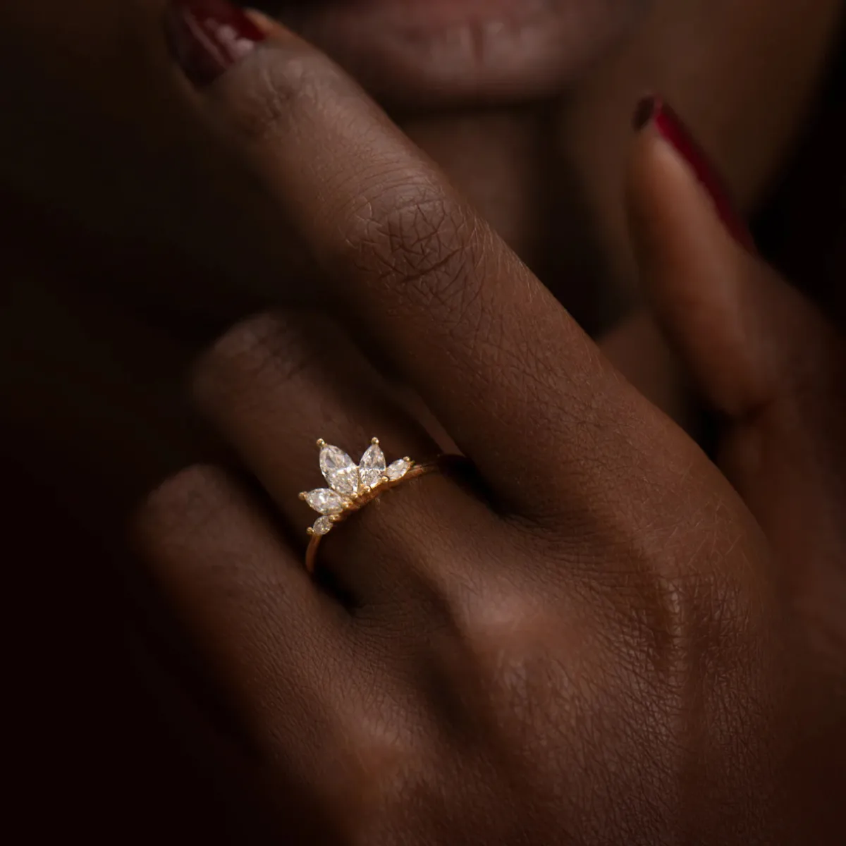 Tomfoolery Petal Wedding Band with Marquise Cut Diamonds Online
