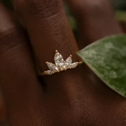 Tomfoolery Petal Wedding Band with Marquise Cut Diamonds Online
