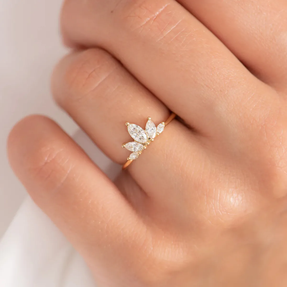 Tomfoolery Petal Wedding Band with Marquise Cut Diamonds Online