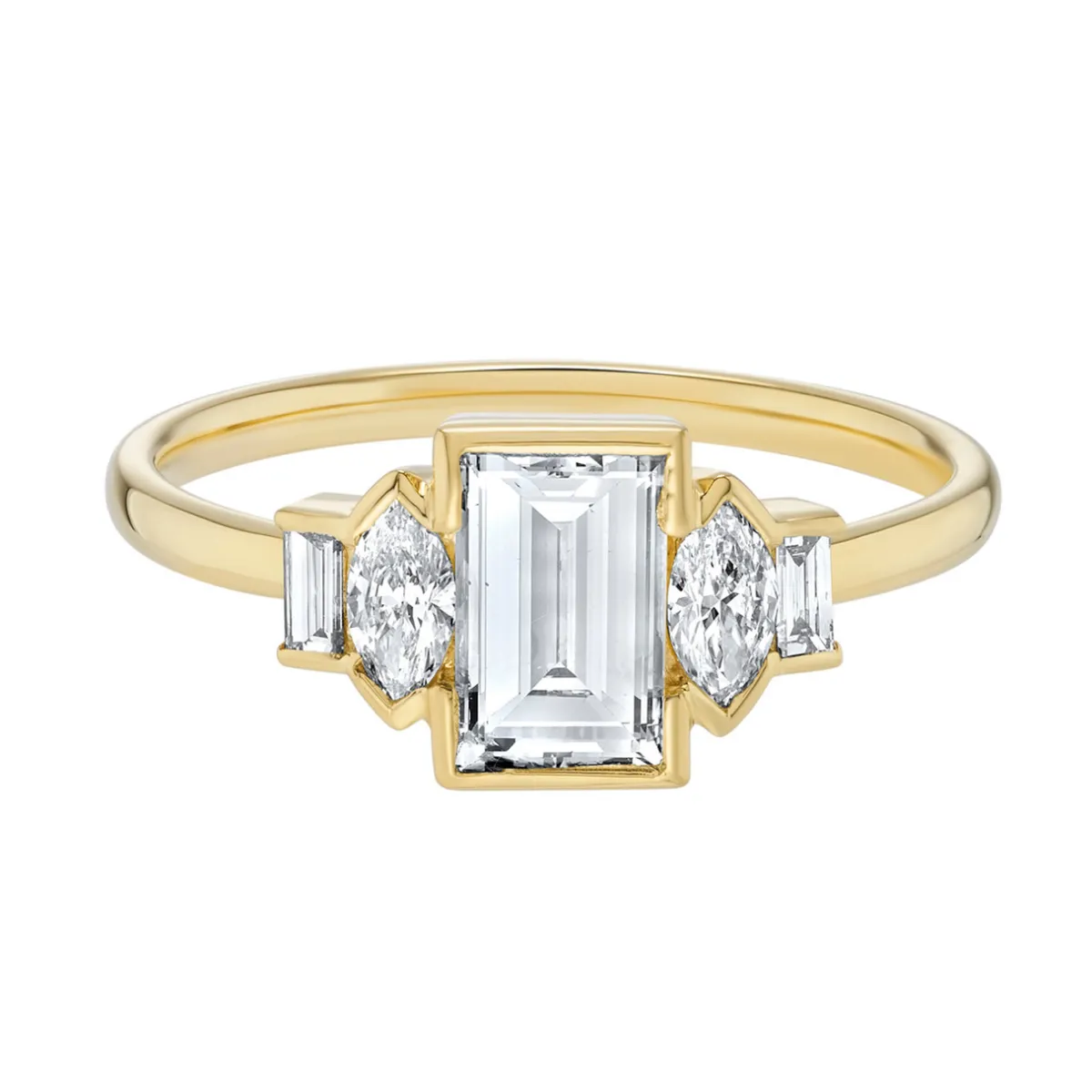 Tomfoolery Petite Basilica Baguette & Marquise Diamond Ring Best