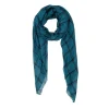Tomfoolery Petrol Blue and Black Check Scarf Hot