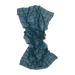 Tomfoolery Petrol Blue and Black Check Scarf Hot