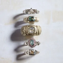 Tomfoolery Pink & Green Hexagon Halo Ring Clearance