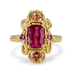 Tomfoolery Pink & Orange Gemstone Totem Ring Fashion