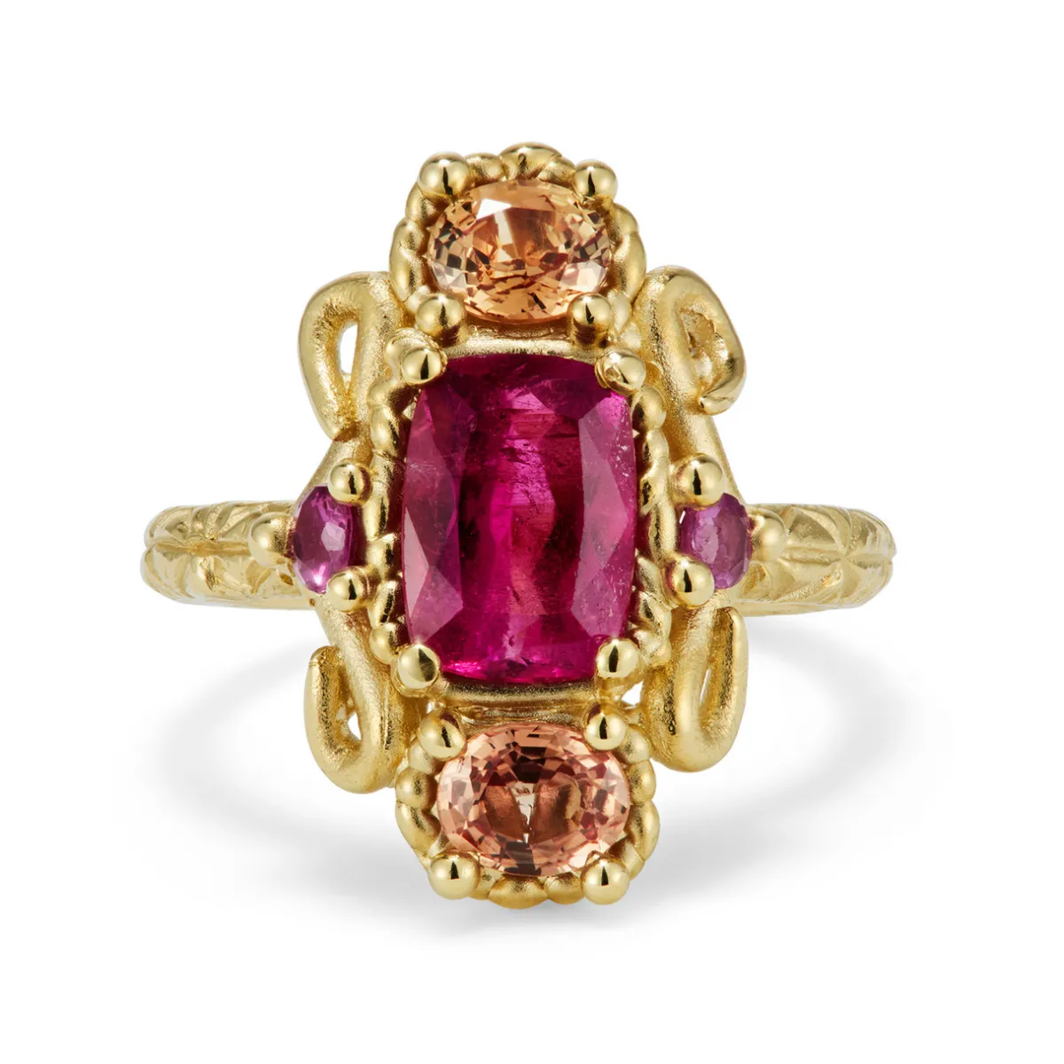 Tomfoolery Pink & Orange Gemstone Totem Ring Fashion