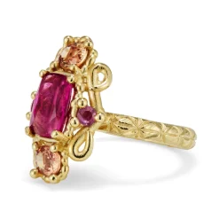 Tomfoolery Pink & Orange Gemstone Totem Ring Fashion