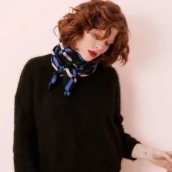 Tomfoolery Pink, Blue, Khaki and Black Scarf Outlet
