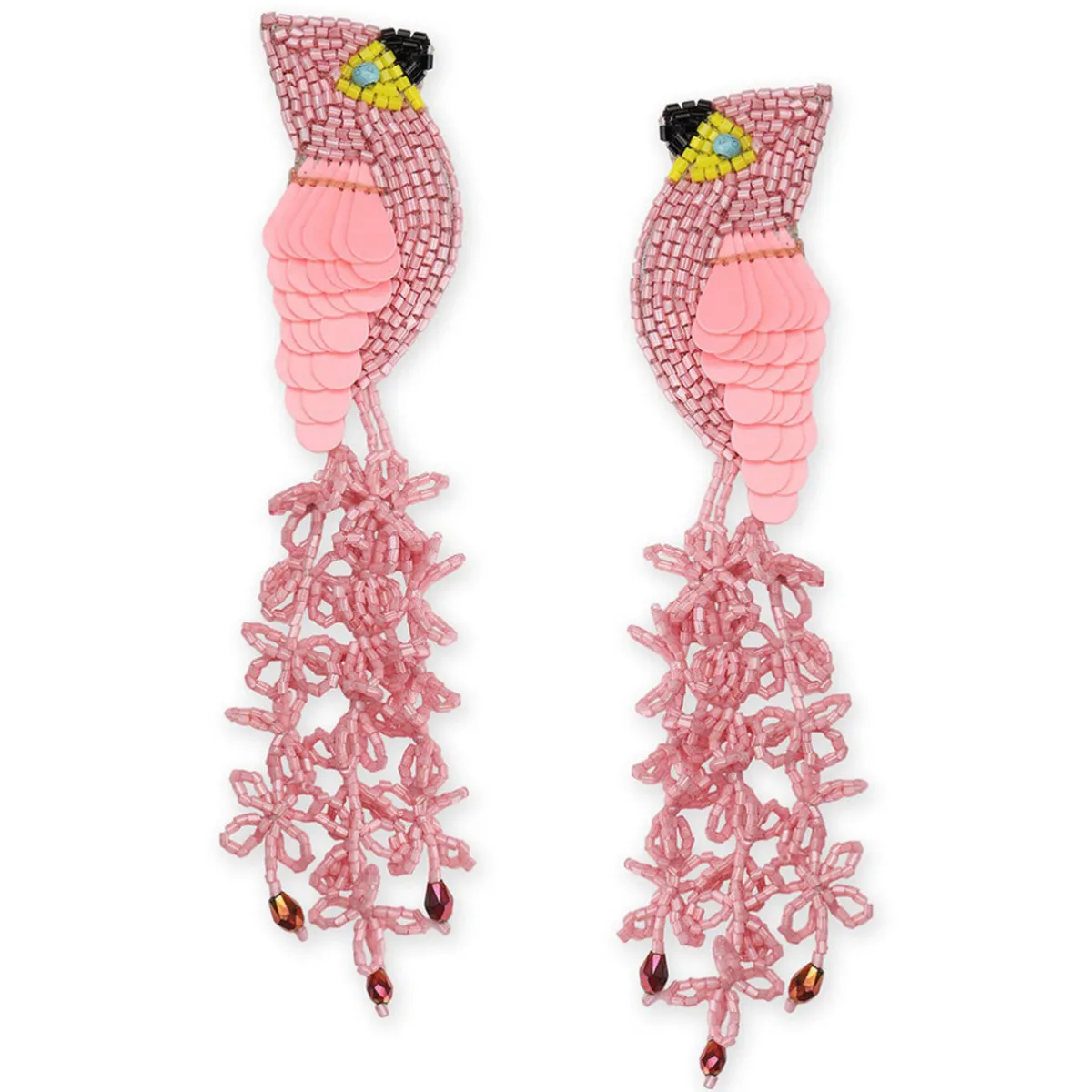 Tomfoolery Pink Cardinal Beaded Earrings Best