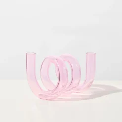 Tomfoolery Pink Curly Glass Vase Fashion