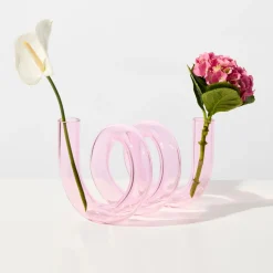 Tomfoolery Pink Curly Glass Vase Fashion