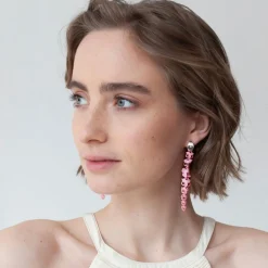Tomfoolery Pink 3D Printed Blossom Drop Earrings Clearance