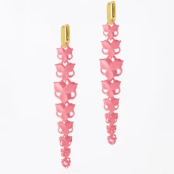 Tomfoolery Pink 3D Printed Blossom Drop Earrings Clearance
