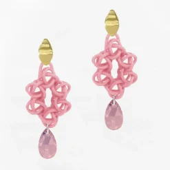 Tomfoolery Pink 3D Printed Cosmos Drop Earrings Fashion