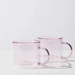 Tomfoolery Pink Glass Double Trouble Cup Set Discount