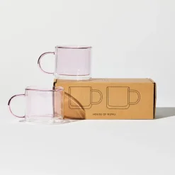 Tomfoolery Pink Glass Double Trouble Cup Set Discount