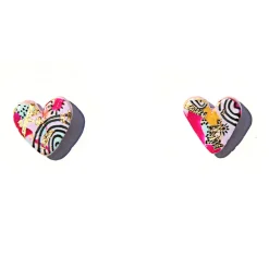 Tomfoolery Pink Hand-Painted Heart Studs Online
