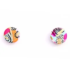 Tomfoolery Pink Hand-Painted Studs Fashion