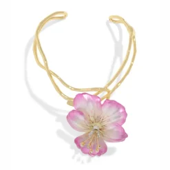 Tomfoolery Pink Pansy Lucite Vine Collar Necklace(Out of Stock) Clearance